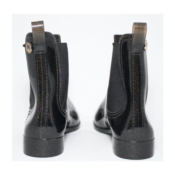 M Missoni Black Gold Sparkle Chelsea Rainboots - Picture 4 of 4
